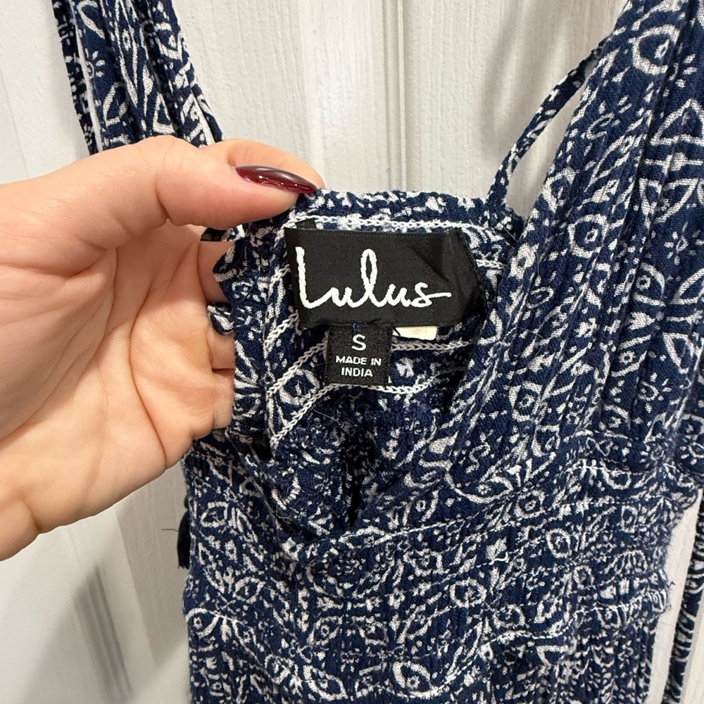 Lulu's Indigo and White Patterned Dress - Picture 3 of 5